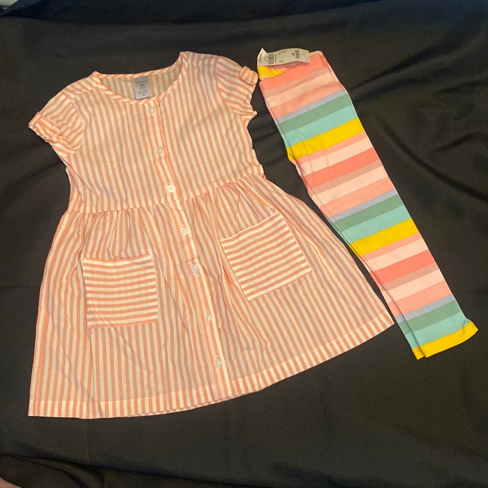 New Carters Osh Kosh girls 2T dress and leggings